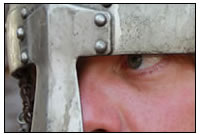 Ein Wachsoldat in schwerer R&uumlstung.